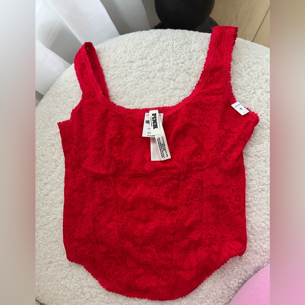 Victoria's Secret Pink Red Fitted crop top